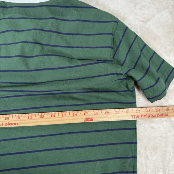 Brooks Brothers Men’s Size L Blue White Green Striped Polo Short Sleeve Y2K Prep - Picture 6 of 8